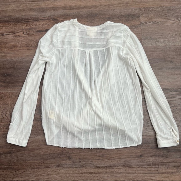 Maeve by Anthropologie White Wrap Blouse Textured Long Sleeve Top Size Medium - Picture 7 of 10